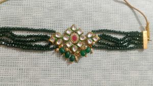 Green kundan set