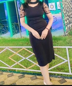 Black Dress with Polka Dot Sleeves
