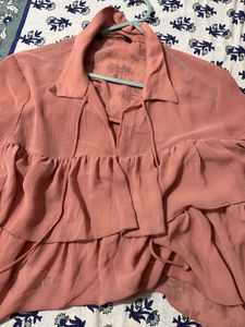 Zara Ruffle Marsala Top