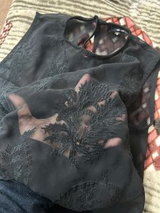 Chic Black Embroidered Tank Top