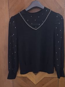 Black Sheer Sleeve Blouse
