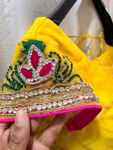 Yellow Heavy work Saree