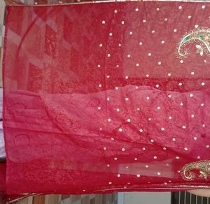 Chiffon +net Pallu With Shining
