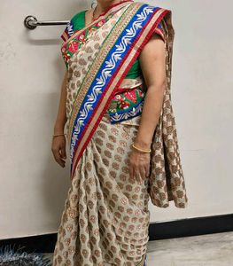 Off White Saree with border