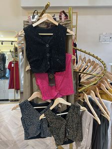 Sequin Embellished Black Vest Party