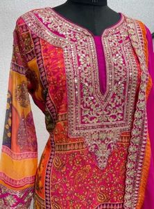 Elegant Pink & Orange Salwar Suit