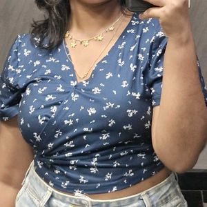 Floral Print Wrap Top