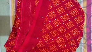 Red Bandhani Saree
