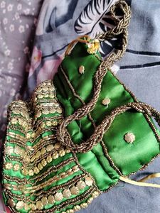 Green Beaded POTLI BAG