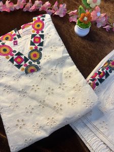 Ivory schiffli Co-ord Set