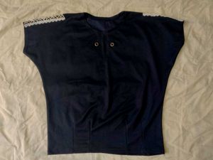 Navy Blue Top with Lace