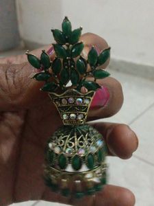 Elegant Green Jhumka Earrings