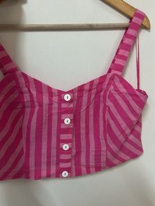 Pink Striped Crop Top