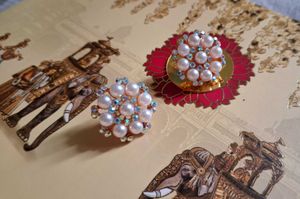 Vintage Pearl &amp; Crystal Clip-On Earrings