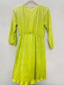 Metallic Neon V Neck Party Dress