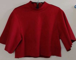 Red Mock Neck Top