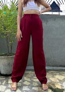 Red Trouser Pant For Women.