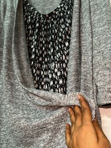 Gray Cardigan &amp; Blouse Set