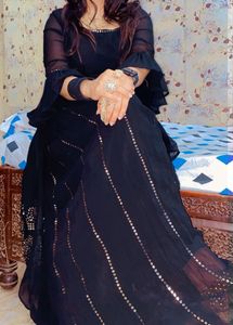 Black Embellished three piece dress