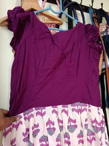 Burgundy &amp; Floral Print Maxi Dress