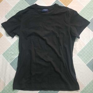 Peter England Men's Black Round Neck Tshirt