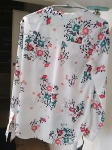 ColourfulWhite Shirt With Overall Flower Prints
