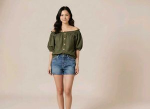 Olive Green Off-Shoulder Top