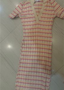 Zara Striped Knit Midi Dress