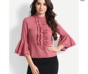 Size S- Elegant Ruffled Bell Sleeve Top