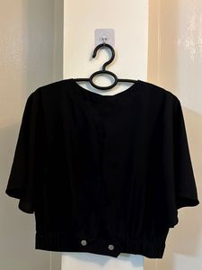 Black V-Neck Crop Top