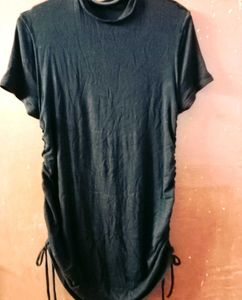 Black Drawstring T-Shirt Dress