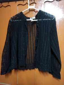 Black Crochet Cardigan