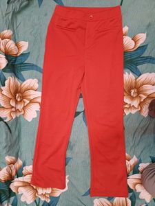 Red Cropped Trousers
