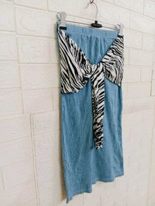 Blue Zebra Print Skirt