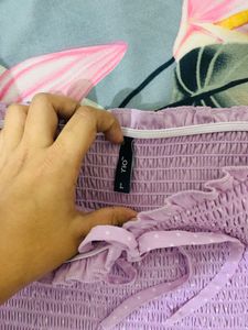 Women Lavender Polka Dot Dress