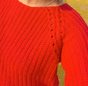Red Full Hand Woolen Top