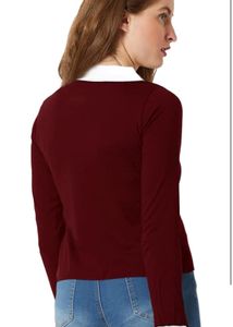Classic Maroon Ribbed Polo Top