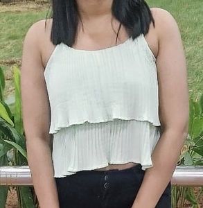 Mint Green Stripped Ruffled  Layered Top