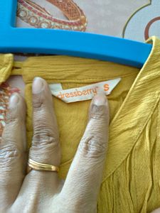 Yellow Boxy Top With Embroidery Pattern