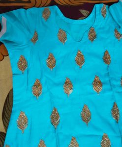 Sea Green Color Full Cotton Dress....