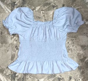 Blue Puff Sleeve Top
