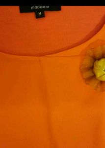 Coral Top with Flower Detail