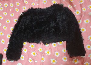 Fuzzy Black Cropped Jacket