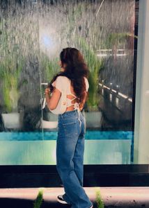 Stylish white backless crop top