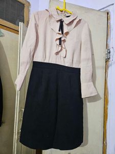 Elegant Black and Beige Dress