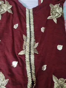 Maroon Embroidered Saree