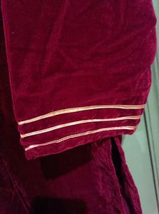 Maroon Velvet Kurta Set