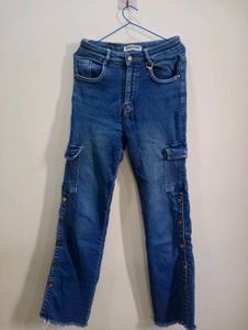 Blue Denim Cargo Jeans