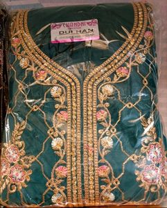 Dress Material Set With Zari &amp; Stone Work