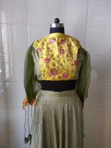 Floral Embroidered Crop Top & Skirt Set